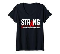 Femme TB Tuberculosis Strong - Journée Mondiale de Sensibilisation à la tuberculose T-Shirt avec Col en V