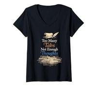 Femme TDAH Dark Academia Identity Study Humour Book Lover Vibes T-Shirt avec Col en V