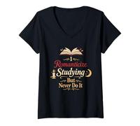Femme TDAH Dark Academia Identity Study Humour Book Lover Vibes T-Shirt avec Col en V