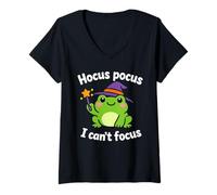 Femme TDAH Humour Hyperactivité Trouble Hocus Pocus I Cant Focus T-Shirt avec Col en V
