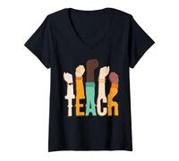 Femme Teach! - Le Pouvoir de l'enseignement T-Shirt avec Col en V