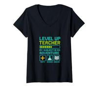 Femme Teacher Level Up My Subject is an Adventure Gamer Education T-Shirt avec Col en V