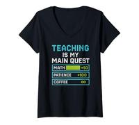 Femme Teacher Level Up My Subject is an Adventure Gamer T-Shirt avec Col en V