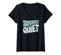 Femme Teacher Librarian Suspiciously Quiet Bookworm T-Shirt avec Col en V