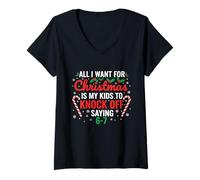 Femme Teacher Or Mom I Want for Christmas Stop Say 6-7 T-Shirt avec Col en V