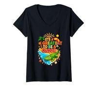 Femme Teacher School Alligator C'est Une Belle journée pour être Un Alligator T-Shirt avec Col en V