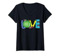Femme Teacher Teach Love & Inspire Citation Amusante pour Enseignants Hommes Femmes T-Shirt avec Col en V