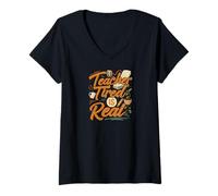 Femme Teacher Tired is Real Funny School Educator Life T-Shirt avec Col en V