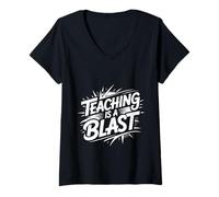 Femme Teaching is A Blast Enseignant Formateur Instructeur - T-Shirt avec Col en V