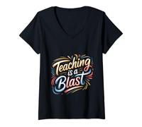 Femme Teaching is A Blast Enseignant Formateur Instructeur - T-Shirt avec Col en V