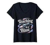 Femme Teaching is A Blast Enseignant Formateur Instructeur |- T-Shirt avec Col en V