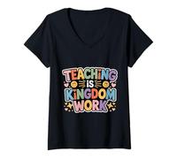 Femme Teaching is Kingdom Work École du Dimanche de la Foi - T-Shirt avec Col en V