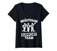 Femme Team Bräutigam Support Team JGA Enterrement de vie de garçon T-Shirt avec Col en V