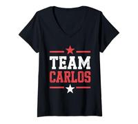 Femme Team Carlos T-Shirt Support Nom Carlos T-Shirt avec Col en V