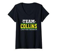 Femme Team Collins Lifetime Member Surname Last Name Tree Reunion T-Shirt avec Col en V