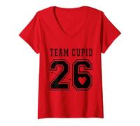 Femme Team Cupid 2026 Maillot de Sport Saint-Valentin T-Shirt avec Col en V