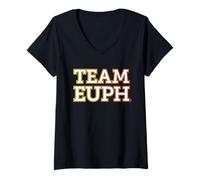 Femme Team Euph Euphonium Humour Drôle Équipe Brass Band Fanfare T-Shirt avec Col en V