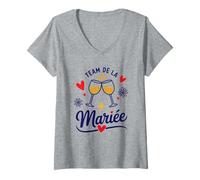 Femme Team Future Mariée EVJF Mariage Bride Assorti Filles Femme T-Shirt avec Col en V