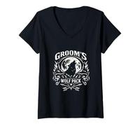 Femme Team Groomsmen Groom's Wolf Pack Bachelorette Party Classic T-Shirt avec Col en V