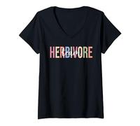 Femme Team Herbivore Régime végétarien végétarien végétalien T-Shirt avec Col en V