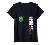 Femme Team Karate Shito Ryu Brazil Flag Japanese Martial Arts T-Shirt avec Col en V