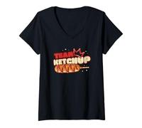 Femme Team Ketchup Corn Dog Lover T-Shirt avec Col en V