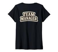 Femme Team Manager Mens Women Back Side Text T-Shirt avec Col en V