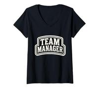 Femme Team Manager Varsity Style Text Homme Femme T-Shirt avec Col en V