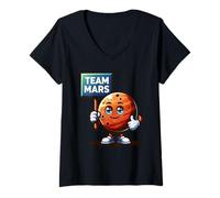 Femme Team Mars, Planet Mascotte, Space Lover, Astronomie, Red Planet T-Shirt avec Col en V