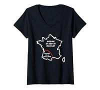 Femme Team Pain au Chocolat ou chocolatine drôle Carte de France T-Shirt avec Col en V