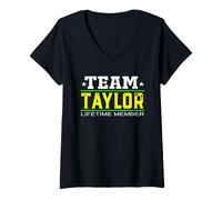 Femme Team Taylor Lifetime Member Surname Last Name Tree Reunion T-Shirt avec Col en V