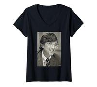 Femme Tech Giant Bill Gates en 1987 par Dick Barnatt T-Shirt avec Col en V