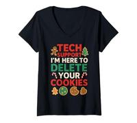 Femme Tech Support Christmas Cookies Lover Women Men Funny T-Shirt avec Col en V