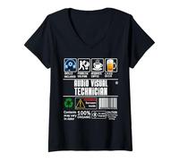Femme Technicien audiovisuel Compétences d'étiquettes d'emploi Sarcasme Café Bière T-Shirt avec Col en V