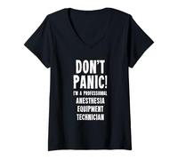 Femme Technicien d'équipement d'anesthésie T-Shirt avec Col en V