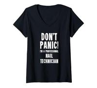Femme Technicien des Ongles T-Shirt avec Col en V