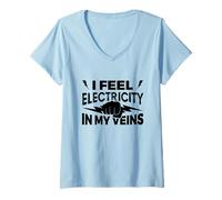 Femme Technicien en électricité T-Shirt avec Col en V