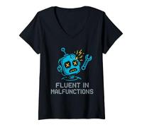 Femme Technicien robotique Automation Tech Factory Engineer Cadeau T-Shirt avec Col en V