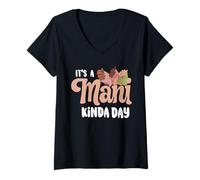 Femme Techniciens des Ongles It's A ManiKinda Day T-Shirt avec Col en V
