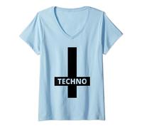 Femme Techno Merch Croix Tekkno Festival Rave Techno T-Shirt avec Col en V