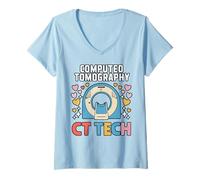 Femme Technologues CT Tomodensitométrie Appréciation technique CT T-Shirt avec Col en V
