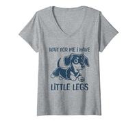 Femme Teckel, attends-Moi, J'Ai de Petites Jambes, Chien Qui Court T-Shirt avec Col en V