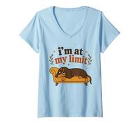 Femme Teckel pour Amoureux des Chiens T-Shirt avec Col en V
