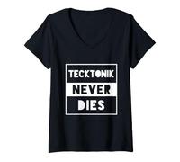 Femme Tecktonik Never Dies - Style de danse du milieu des années 2000 T-Shirt avec Col en V
