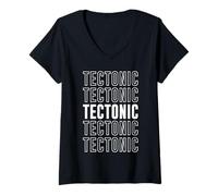 Femme Tectonique T-Shirt avec Col en V