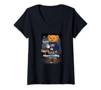 Femme Teddy Bear Happy Coding, Just a Boy Who Loves Coding T-Shirt avec Col en V