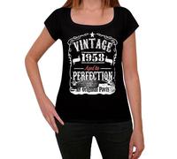 Femme Tee-Shirt - Aged To Perfection All Original Parts 1958 - 66 Ans T-Shirt Graphique Idée Cadeau 66e Anniversaire Vintage Année 1958 Nouveauté