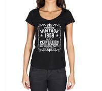 Femme Tee-Shirt - All Original Parts Aged To Perfection 1959 - 65 Ans T-Shirt Graphique Idée Cadeau 65e Anniversaire Vintage Année 1959 Nouveauté