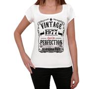 Femme Tee-Shirt - All Original Parts Aged To Perfection 1977 - 47 Ans T-Shirt Graphique Idée Cadeau 47e Anniversaire Vintage Année 1977 Nouveauté