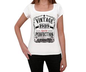 Femme Tee-Shirt - All Original Parts Aged To Perfection 1989 - 35 Ans T-Shirt Graphique Idée Cadeau 35e Anniversaire Vintage Année 1989 Nouveauté